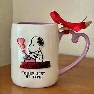 Rae Dunn White and Pink "You're Just My Type" Snoopy Mug